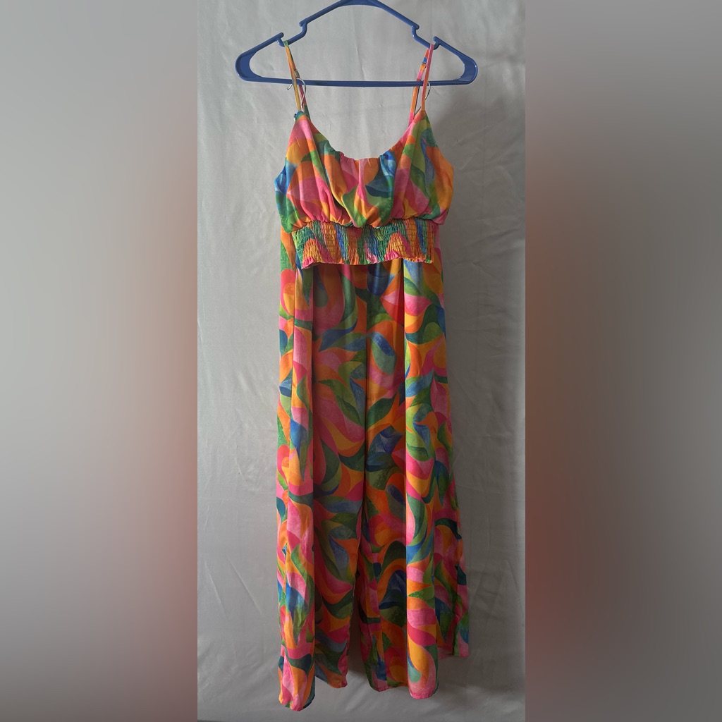 Nwot Pink Lily 2piece Vibrant Multicolor Maxi Dress - Bold Swirl Print
